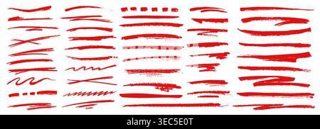 Highlight red crayon pencil lines doodle underline Stock Vector