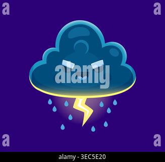 Thunder lightning cloud cartoon weather character Stock Vector