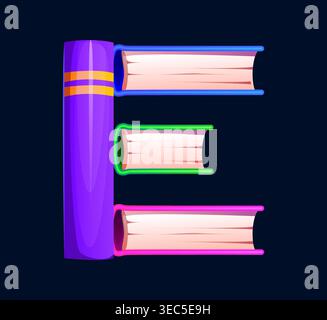 School font and education cartoon letter of books Stock Vector