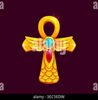 Ancient Egypt game icon of Ankh cross jewelry Stock Vector
