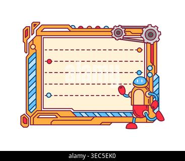 Robot droid kids memo note, message sticker frame Stock Vector