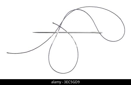 sewing needle close-up on white isolated background Stock Photo