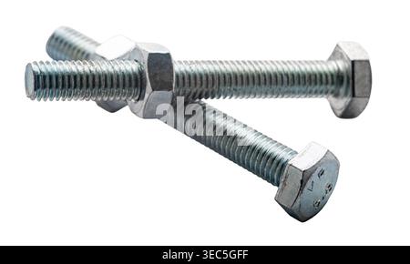 construction bolts close-up on a white isolated background Stock Photo