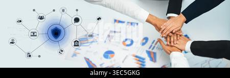 A complete cybersecurity system concept. Providing network protection for online banking, cloud data, financial transactions, and personal identity Stock Photo