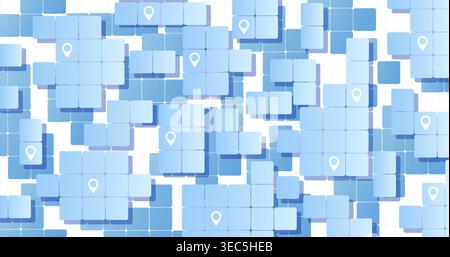 Abstract concept of navigation on Squares background. Pins on Squares. Vector illustration Stock Vector