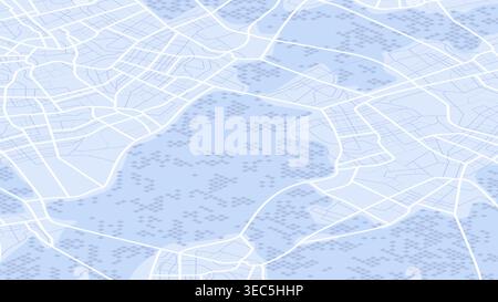 Generic city map with signs of streets, roads and river. Abstract navigation plan of urban area. Simple scheme of city. Colored flat, editable vector Stock Vector