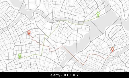Online tracking on the map of several cars. Different routes on the city roads. Location in real time. Vector illustration Stock Vector