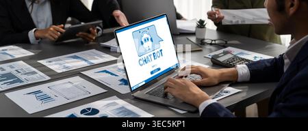 Chatbot software application for brisk online business that automatically reply to customer questions Stock Photo