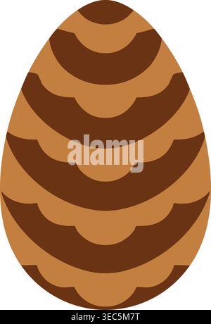 Simple illustration of an oval pine cone with layered brown stripes and a softly rounded shape. Stock Vector