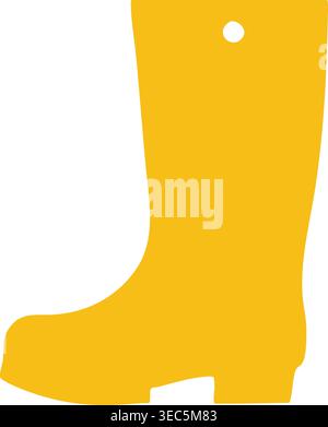 Simple illustration of a tall yellow rain boot with a smooth body and sturdy flat sole. Stock Vector