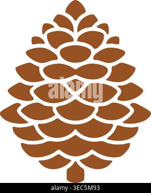 Simple illustration of a brown pine cone with overlapping scales in a symmetrical natural shape. Stock Vector