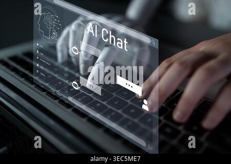 AI enhances chatbot interface by streamlining chatbot, communication, and AI support into one intelligent conversational platform Latch Stock Photo