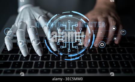 AI on a quantum computer processor, the future of technology. The architecture of a quantum computer revolutionizes high-performance AI computing Stock Photo
