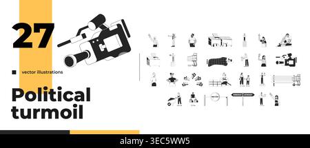 Modern social issues and societal themes outline illustrations mega bundle Stock Vector