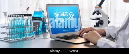 Software update on computer for brisk version of device software upgrade Stock Photo
