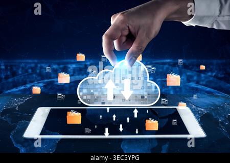 Cloud computing enables digital growth with secure data storage, scalable infrastructure, and strategic cloud-based business solutions. Vouch Stock Photo