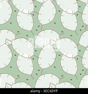 minimalist seamless pattern with light lunaria pods on soft green background, organic botanical illustration for eco-friendly packaging, nursery wallp Stock Vector