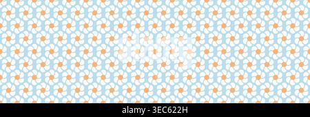 horizontal seamless beautiful white flower on pastel blue background. Stock Vector