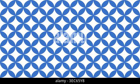 Blue on white overlapping circles seamless texture. Classic ovals and circles vector geometric fashion pattern. Stock Vector