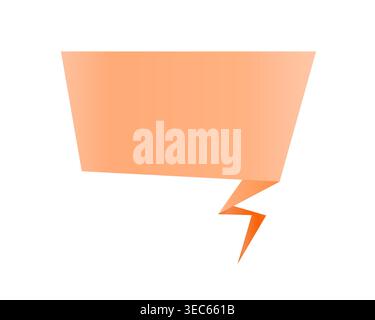 Orange origami speech bubble. Blank text bubble design element - abstract geometric vector sign. Stock Vector