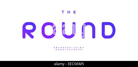 Round Clean Geometric Line Font Logo Alphabet, Modern Letter Set, Minimalist Type Design for Architect, Sport, Med Science Technology Title Text Stock Vector