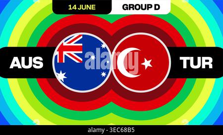 Australia Turkey Football Match Day Announcement for the 2026 Group Stage Tournament Competition Design. Stock Vector