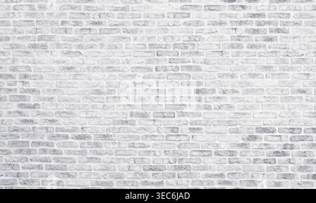 White washed brick wall texture. Light grey rough brickwork. Whitewashed vintage background Stock Photo