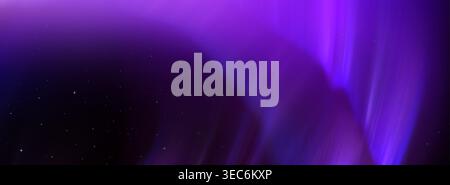 Aurora borealis lights in northern starry sky with vibrant purple pink gradient realistic vector background. Magical polar night atmosphere, abstract winter arctic bg with neon light Stock Vector
