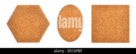 Wooden cork board with natural brown texture shape vector illustration collection. Stock Vector