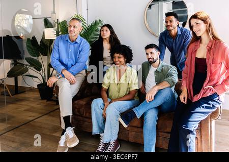 Business team collaborating during casual meeting in office Stock Photo