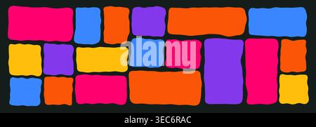 Organic wavy rectangle border with fluid edges vector illustration set. Stock Vector