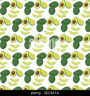 Seamless avocado pattern colorful food background Stock Vector