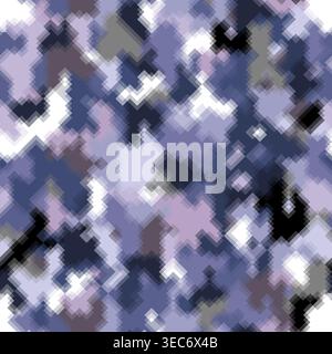 Abstract urban pixel motif geometric brushed texture background. Vector camouflage seamless pattern textile print. Stock Vector