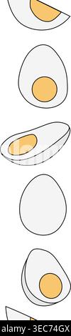boiled eggs with yolks Egg Colored seamless vertical border hand drawn illustration. Vector graphic line art. Perfect for invitation cards for package Stock Vector