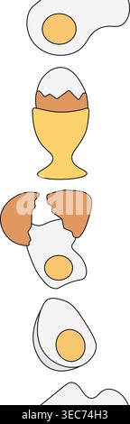 border design with beige egg shapes of various sizes and shades Egg Colored seamless vertical border hand drawn illustration. Vector graphic line art. Stock Vector