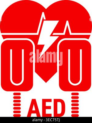 AED flat icon. Automated external defibrillator device - isolated emblem medical equipment Stock Vector