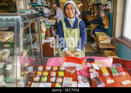 Japanese Sweets, Tsukiji Fishmarket,worlds largest Fishmarket, Tokyo,Kanto,Japan Stock Photo