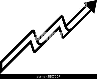 Minimal black line arrow icon showing upward growth and progress. Ideal for business, finance, success, analytics, performance increase, and developme Stock Vector