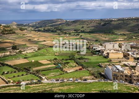 Gozo island countryside landscape in Malta, view from Victoria city (Rabat). Stock Photo