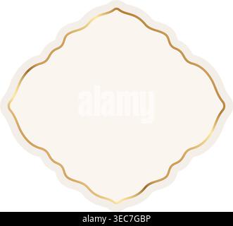 Luxury Ramadan design element with golden border. Elegant frame of vintage decorative label. Classic Asian badge with elegant gold frame Stock Vector