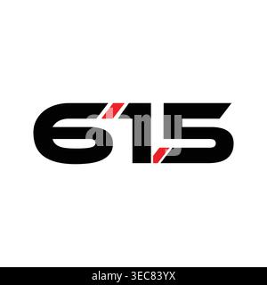 Modern vector design featuring initial letter number 615 icon with clean geometric shapes, minimalist style, professional branding concept, scalable f Stock Vector