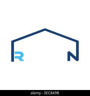 Creative RN initial letter house icon featuring modern geometric lines, minimalist architecture concept, real estate branding identity, professional m Stock Vector