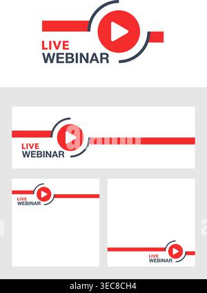 Live Webinar button and templates for flyer, web banner or social media promo poster Stock Vector