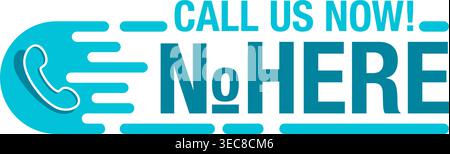 Call us Now blue flat button or address block - template for phone number in website header - conspicuous sticker with phone headset pictogram Stock Vector
