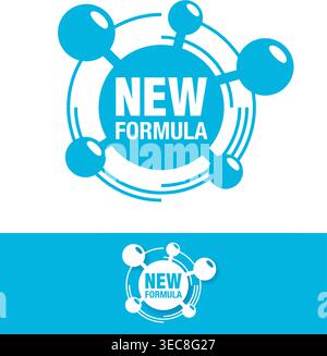 New Formula circular stamp with molecular cell inside - isolated vector sticker for packaging information and conformity to standards Stock Vector