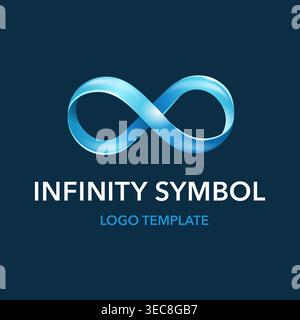 Endless Loop in 3D blue decoration - infinity symbol for logo, icon or branding  Stock Vector