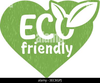 Eco friendly green stamp for healthy or natural food products, cosmetics, packaging marking or clear technology on grungy background - isolated emblem Stock Vector
