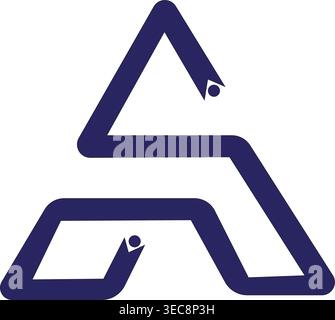 Modern blue letter A logo design with abstract line art style, minimalist geometric monogram symbol isolated on white background for branding use Stock Vector