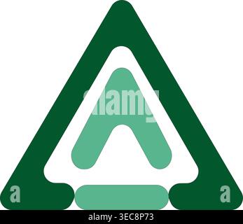 Modern green letter A logo design with layered abstract style, minimalist monogram symbol isolated on white background for branding identity use Stock Vector