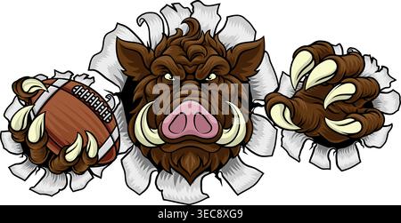 Boar Wild Hog Razorback Warthog Football Mascot Stock Vector